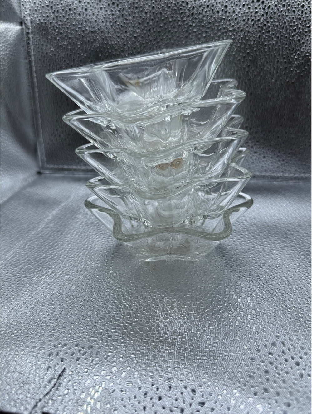 Set of 5 Clear Glass Star-Shaped Candle Holders